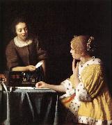 Lady with Her Maidservant Holding a Letter wetr VERMEER VAN DELFT, Jan
